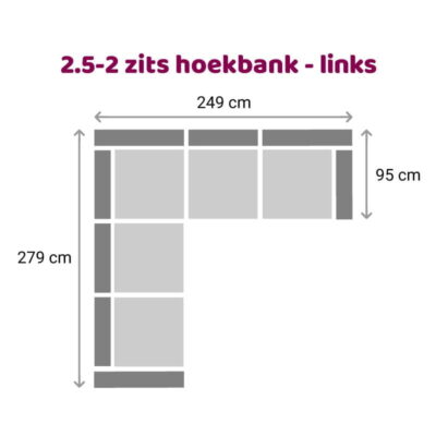 2.5-2 zits hoekbank Maya en Churchill - Links