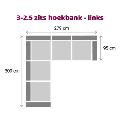 3-2.5 zits hoekbank Maya en Churchill - Links