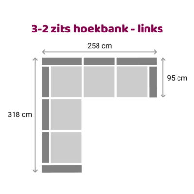 Zitzz Tanita Hoekbank 3-2 zits links