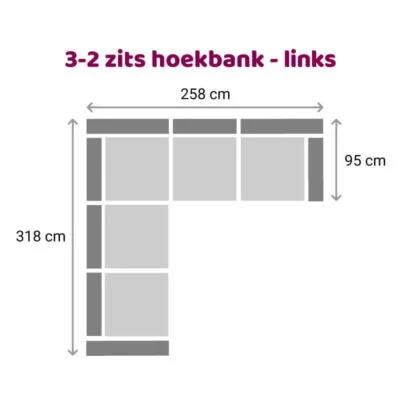 Zitzz Tanita Hoekbank 3-2 zits links