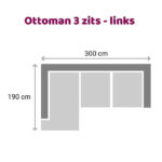 Ottoman Leola - 3-zits - links