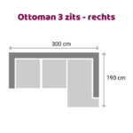 Ottoman Leola - 3-zits - rechts