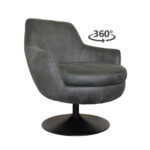 Fauteuil Azura - Eco Leer Bull 67 Anthracite - Vooraanzicht Schuin (2) 360