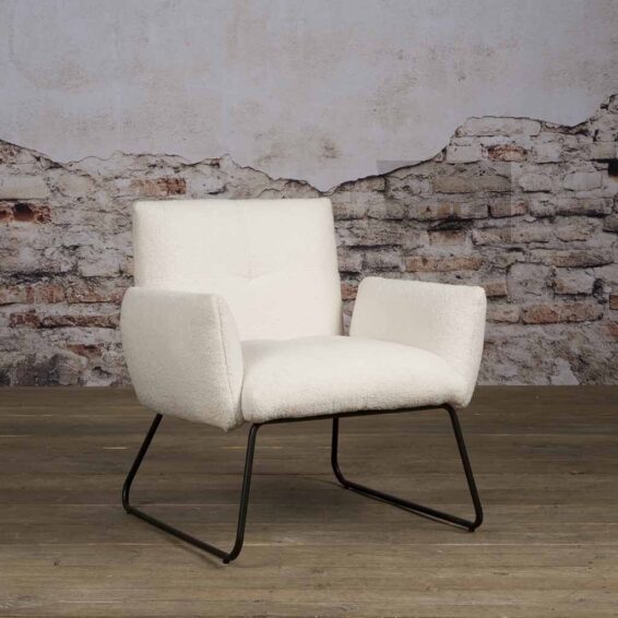 Tower Living Fauteuil Dante - Stof Teddy MJ8-1 White Sfeerfoto