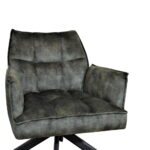 Fauteuil Tino Stof Adore Hunter 156 met Zwart stalen draaibare poot Vooraanzicht Schuin Details