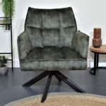 Fauteuil Tino Stof Adore Hunter 156 met Zwart stalen draaibare poot Vooraanzicht Sfeerfoto