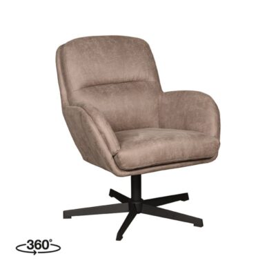 LABEL51 Draaifauteuil Moss 70x77x90 Cm Taupe Micro Suede Perspectief 360 V2