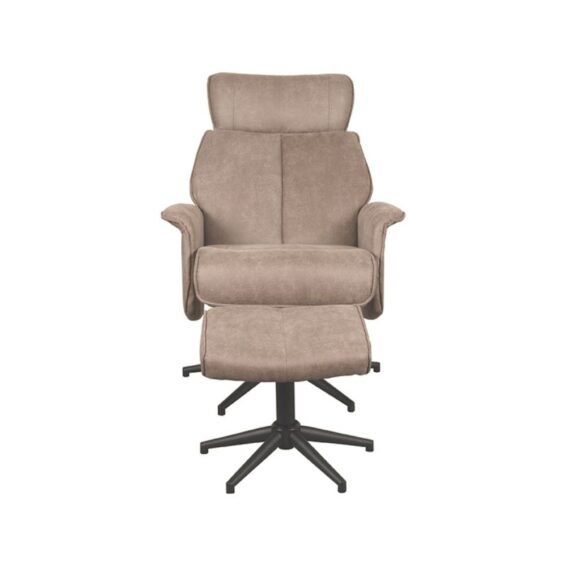 LABEL51 - Relaxfauteuil_Verdal_Hocker_77x79x109_cm_Taupe_Micro_Suede_Voorkant2_v2