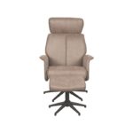 LABEL51 - Relaxfauteuil_Verdal_Hocker_77x79x109_cm_Taupe_Micro_Suede_Voorkant_v2