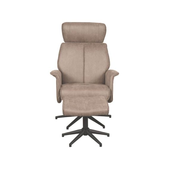 LABEL51 - Relaxfauteuil_Verdal_Hocker_77x79x109_cm_Taupe_Micro_Suede_Voorkant_v2