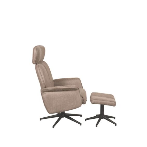 LABEL51 - Relaxfauteuil_Verdal_Hocker_77x79x109_cm_Taupe_Micro_Suede_Zijkant_v2