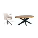 Combideal Eettafel Mango Ovaal + 4 Donatello Eetkamerstoelen